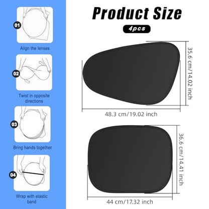 Car Window Shades, 4PCS Side Car Sun Shade for Front and Rear Window, Static Cling Sunshade for Driver Baby Passenger, UV & Heat Block, Privacy Protection, Universal Fit for Most Vehicles - size: 4 PCS
