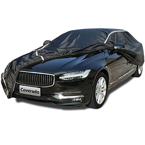Car Cover Waterproof All Weather, Coverado Soft Cotton Backing Full Exterior Covers with Zipper Door Snow Wind Sun UV Hail Protector Outdoor Car Cover Universal Fit for 170-190 inches Length Sedan - color: Black (with cotton lining), size: 3XL: Fit 170-19