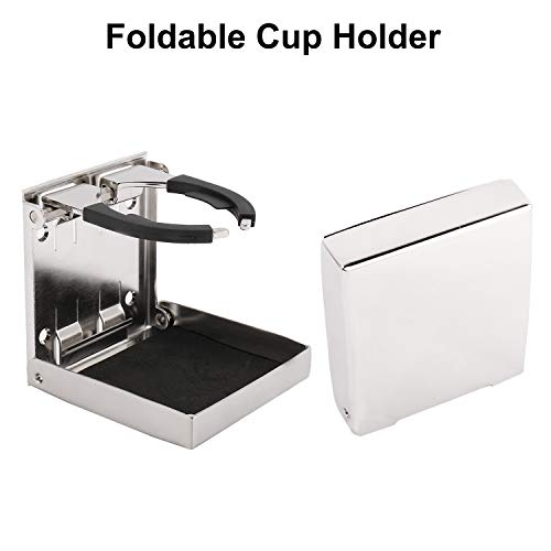 DasMarine 1 PC Stainless Steel Adjustable Folding Down Drink Holder Cup Holder for Marine/Boat/Caravan/Car (1 PC)