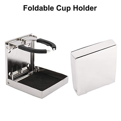 DasMarine 1 PC Stainless Steel Adjustable Folding Down Drink Holder Cup Holder for Marine/Boat/Caravan/Car (1 PC)
