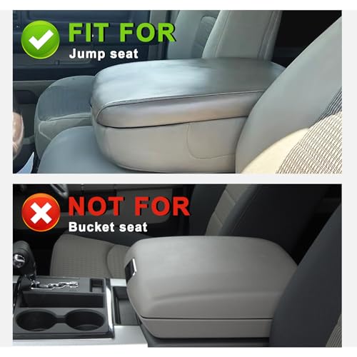 Muslogy Center Console Armrest Cover Fit for Dodge Ram1500/2500/3500 2002-2012 Accessories, Comfort Armrest Pad Console Lid Cushion Vegan Leather 1-Inch Extra Thick(Jump Seat ONLY) - size: 3) 02-12 |Ram1500/2500/3500| Jump Seat, +Thick