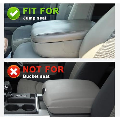 Muslogy Center Console Armrest Cover Fit for Dodge Ram1500/2500/3500 2002-2012 Accessories, Comfort Armrest Pad Console Lid Cushion Vegan Leather 1-Inch Extra Thick(Jump Seat ONLY) - size: 3) 02-12 |Ram1500/2500/3500| Jump Seat, +Thick