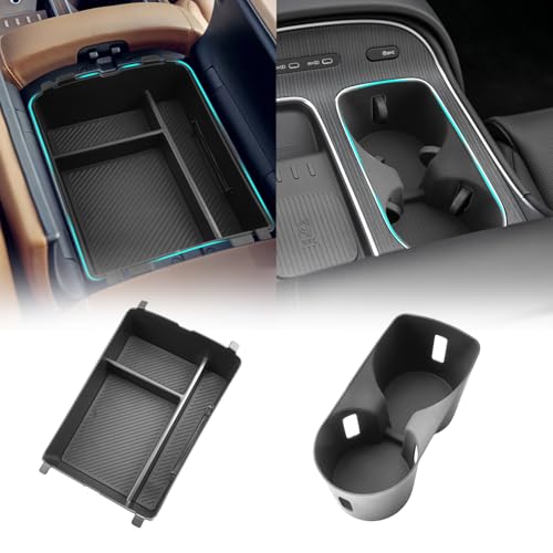 SHAOHAO 2 Pcs for 2026 Hyundai Palisade Center Console Organizer for 2026 Hyundai Palisade Calligraphy Accessories Console Tray & Cup Holder 2026 Palisade LX3 Armrest Insert Box (Only for 7-Seat) - color: 2 Pcs - 2026 Palisade (Only for Calligraphy)