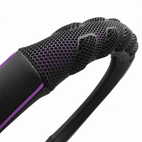 Flying Banner car Steering Wheel Cover Faux Leather Massage Universal fit 3D Honeycomb Hole Anti-Slip Sporty 15 Inches (Purple Black) - color: Purple black
