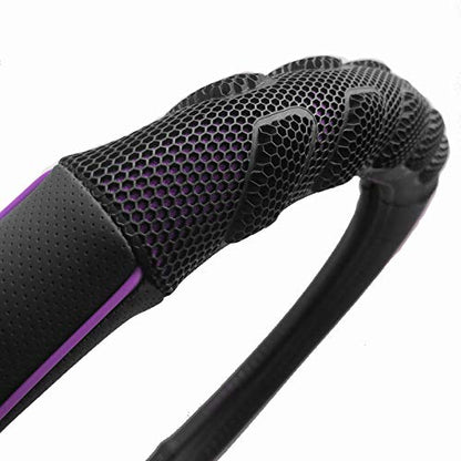 Flying Banner car Steering Wheel Cover Faux Leather Massage Universal fit 3D Honeycomb Hole Anti-Slip Sporty 15 Inches (Purple Black) - color: Purple black