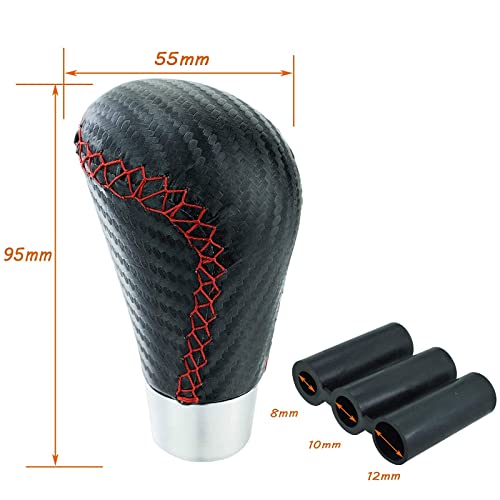 Lunsom Leather Shifter Knob R Style Shift Stick Handle Head Car Gear Lever Accessory for Most Manual Transmission Vehicle (Black) - color: Red Black