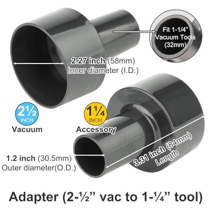 Shop Vac Car Detailing Attachments (Soft Horsehair Dusting Brush Long Crevice Tool Nozzle Hose Adapter) for 1-1/4" 1-3/8" 2-1/2" Shopvac Wet Dry Vacuum Cleaner (Car Interior Kit B) - style: Car Kit B