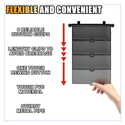 2PCS Car Window Shades for Baby, 20"×20" Retractable Car Shades for Side Window with Suction Cups, Blocks Heat & UV Rays Glare Protection, Baby Auto Accessories for Cars House Office Window (X-Large) - size: X-Large