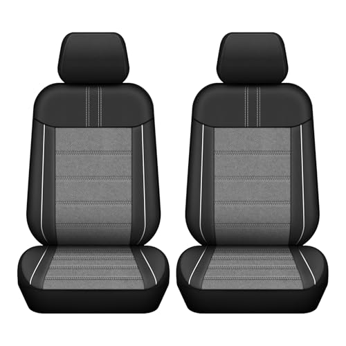 AUTOYOUTH Leather Car Seat Covers, Air Cool Mesh Design, Airbag Compatible Car Seat Covers Front Seats, Enhanced Comfort for Most Cars, SUVs, Vans - Grey - color: Grey