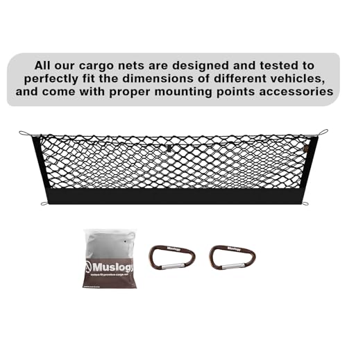 Muslogy Truck Bed Cargo Net Trunk Netting Compatible with 2023-2025 2026 Honda CR-V Accessories, Pickup Cargo Organizer SUV Sedan Storage Net w/Heavy Duty Carabiners - style: 2023+ CR-V
