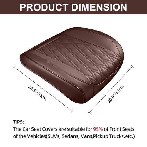TIEHESYT Brown Car Seat Covers, 2PCS Seat Covers Bottom Protector, Breathable Nappa Leather Car Seat Covers Anti-Slip, Full Wrapping Edge Compatible with Most of Vehicles - SUVs/Sedans/Pickup Trucks - color: Brown Diamond, size: 2 PCS