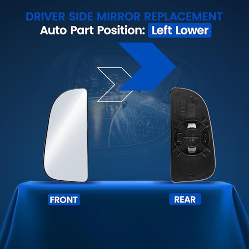 Driver Left Side Lower Mirror Glass 68067731AA Compatible With Dodge Ram 1500 2500 3500 4500 5500 Towing Mirror 2010-2018, Left Side View Convex Lower Glass with Rear Mounting Bracket - style: Driver Side Lower Mirror (Left)