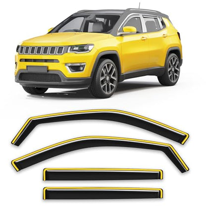 in-Channel Window Rain Guard for Jeep Compass 2017-2026 Rain Guards Side Window Visors Low Profile Vent Visor Extra Durable Window Deflectors Vent Shades - size: Fit for 2017-2026 Jeep Compass