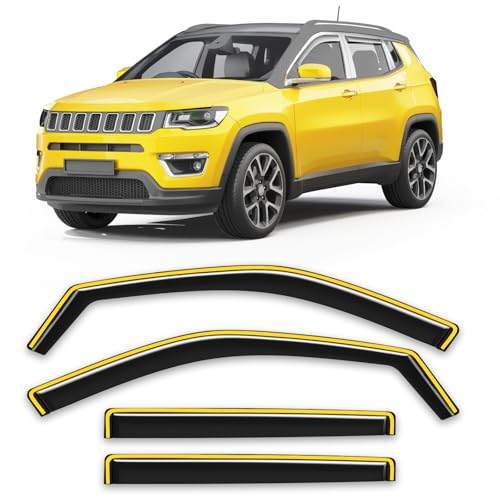in-Channel Window Rain Guard for Jeep Compass 2017-2026 Rain Guards Side Window Visors Low Profile Vent Visor Extra Durable Window Deflectors Vent Shades - size: Fit for 2017-2026 Jeep Compass