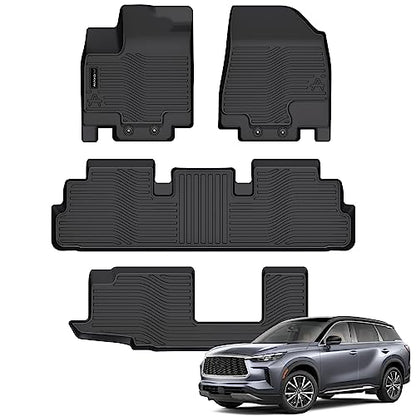 Auxko All Weather Floor Mats Fit for Nissan Pathfinder 2022-2025 2026(8 Seat) / Infiniti QX60 (7 Seat) TPE Rubber Liners Set All Season Guard Odorless Anti-Slip Floor Mats - size: 1) pathfinder 8p & qx60 7p|2022-2026|floor mats A