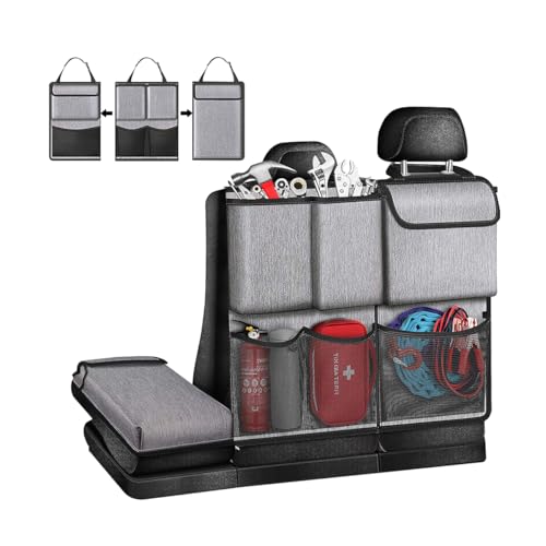 Mandark Car Trunk Organizer, Detachable Vehicle Seatback Hanging Storage Container with Zippers, Large Capacity Waterproof Auto Seat Back Trunk Bag Accessories, Universal for Most Vehicles (Gray) - color: Gray