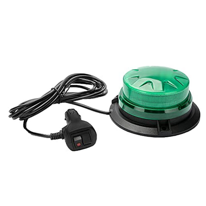 Green Led Emergency Strobe Beacon Lights with Magnetic Mount and 8 Flash Models Warning Safety Flashing Rooftop Signal Lamps for Vehicles Forklift Truck Tractor Golf (24-LED 12V-24V) - color: #4 Green