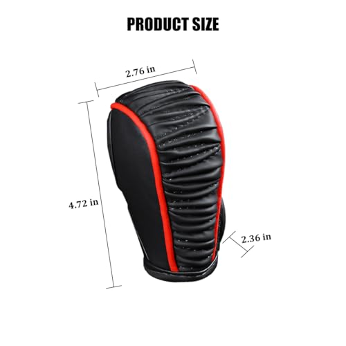 Zpana Car Gear Shift Knob Cover, Leather Automatic Vehicle Shifter Knob Protector, Anti-Slip Auto Interior Gear Stick Lever Handle Protection Cover, Universal for SUV, Sedan, Truck (Black/Red) - color: Black/Red