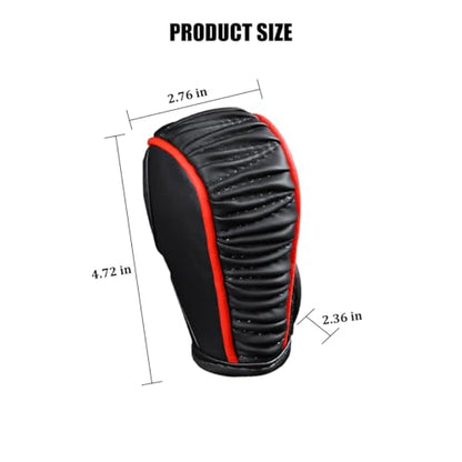 Zpana Car Gear Shift Knob Cover, Leather Automatic Vehicle Shifter Knob Protector, Anti-Slip Auto Interior Gear Stick Lever Handle Protection Cover, Universal for SUV, Sedan, Truck (Black/Red) - color: Black/Red