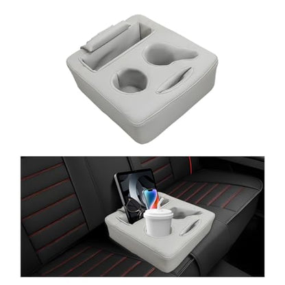 Car Back Seat Organizer, Leather Automotive Rear Seat Couch Cup Holder Expander Tray, Vehicle Cup Holder Tray Holds Snacks Remotes Phones for Truck RV Boat Couch Pillow Bed (Gray) - color: Gray