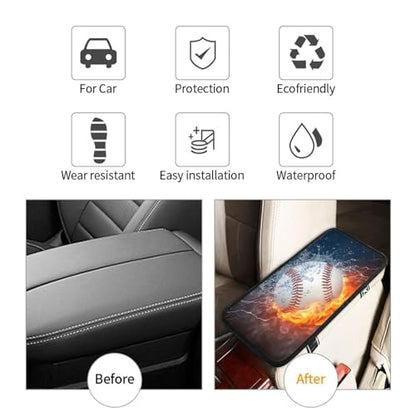 Baseball Auto Center Console Cover Universal Car Armrest Pad Waterproof Women Men Automotive Interior Accessories for Most Vehicle SUV - color: Baseball