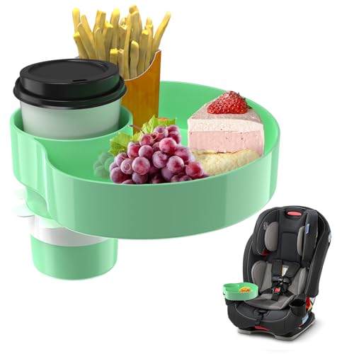 Kids Car Seat Tray, Travel Tray with Cup Holder for Toddler Baby, Kids Car Seat Food Snack Organizer for Road Trip, Stroller snack Organizer Travel Must Haves Toddler Must Haves (Light Green, 1 PCS) - color: Light Green, size: 1 Pack