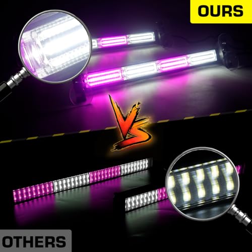 2x17.7 Emergency Flashing Warning Strobe Lights Bar w/Digital Display Controller 20 Flash Patterns Interior Safety LED Traffic Advisor Strobe Light for Trucks Vehicles (Purple/White) - color: #10 Purple/ White
