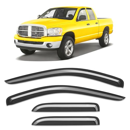 Extra-Thick Window Rain Guard for Dodge Ram 1500 2002-2008 Quad Cab&2500/3500 2003-2009 Extended Cab Rain Guards Side Window Visors Truck Vent Visor Window Deflectors Vent Shades - size: 2002-2008 Ram 1500 Quad Cab/2003-2009 2500&3500