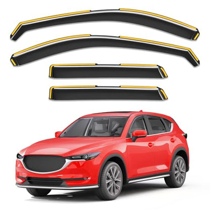 in-Channel Window Rain Guards Compatible with Mazda CX5 CX-5 2017-2026, Extra Durable Vent Visors Window Visors Extra Durable Window Deflectors Vent Shades Car Accessories-4pcs - size: Fit for 2017-2025 Mazda CX-5