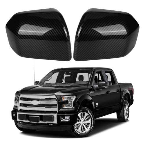 Carbon Fiber Direct Replacement Side Mirror Covers Caps for 2015-2020 Ford F150, Directly Replace Style, Not Sticker Style - color: Carbon Fiber