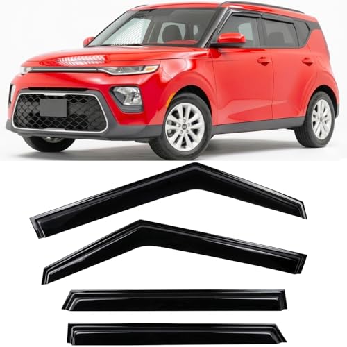 2020-2025 Tape-on Rain Guards for Kia Soul Side Window Deflector Visors EX GT-Line Turbo LX S X-Line Durable Tinted Vent Shade 2021 2022 2023 2024 - size: For Kia Soul 2020-2025