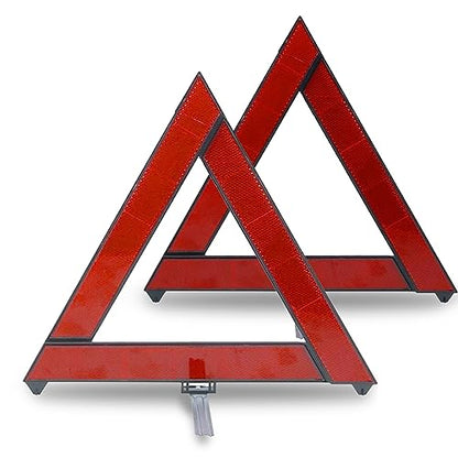 2 PCS Reflective Folding Vehicle Danger Sign, Safety Triangle Kit, Vehicle Breakdown Stop Warning Sign, Fit for Most Car (Red)
