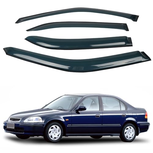 4PCS Rain Guards Window Visors Wind Deflector Fits for 1996-2000 Honda Civic 4-Door Sedan, Front & Rear Outside Mount Vent Shade Shield, 1996 1997 1998 1999 2000 - size: For 1996-2000 Honda Civic