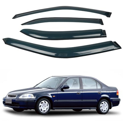 4PCS Rain Guards Window Visors Wind Deflector Fits for 1996-2000 Honda Civic 4-Door Sedan, Front & Rear Outside Mount Vent Shade Shield, 1996 1997 1998 1999 2000 - size: For 1996-2000 Honda Civic
