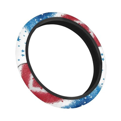 America Flag Red Blue Golf Cart Steering Wheel Cover Fit 13-14 Inch Anti-Slip Golf Car Accessories Steering Wheel Cover Odorless Breathable Wrap Cover Sweat Absorption - color: America Flag Red Blue