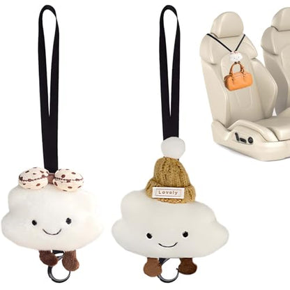 2 Pieces Cloud-Shaped Car Seat Hooks | Universal Vehicle Organizer for Sport & Regular Seats | Bag, Purse, Grocery, and Umbrella Holder | Interior Accessories