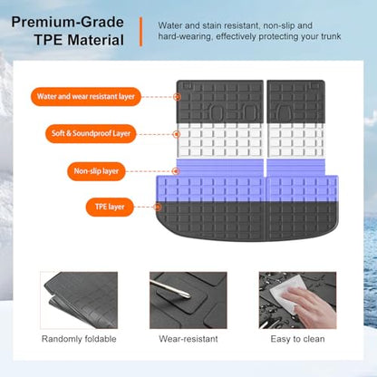 powoq Cargo Liner Compatible with 2020-2025 Hyundai Palisade Backrest Mat TPE Behind 3rd Row Replacement for 2020 2021 2022 2023 2024 2025 Hyundai Palisade Accessories (Trunk Mat with Backrest Mat) - size: Compatible With Palisade | 2020-2025