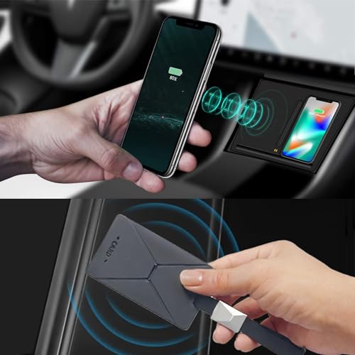 VXDAS Wireless Charger, Dual 10W QI Wireless Phone Charging Pad M3 Car Center Console for Tesla Model 3 Accessories Panel with 7pcs Custom Cup Mat Center Console Liner mat-Upgrade