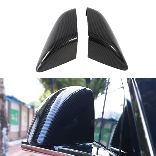 Side Door Rearview Mirror Cover Frame Trim for Model X 2016-2025 Car Exterior Decoration (Pack of 2) (ABS Imitation Carbon Fiber Pattern) - color: Carbon Fiber Pattern, size: For Model X 2016-2025