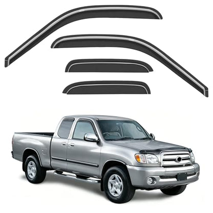 Out-Channel Window Rain Guards Fit for Toyota Tundra Extended Cab 2000-2006, Extra Durable Window Visors Vent Visors Vent Shades Wind Deflector Dark Smoke Car Tape-on with Thicker 4PCS - size: Fit for 2000-2006 Toyota Tundra Extended Cab
