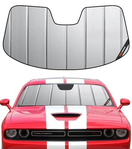 Pigenius Windshield Sun Shade for Dodge Challenger 2015-2023 Front Window Sunshade- Safeguard - color: Gray, size: 2015-2023 Challenger