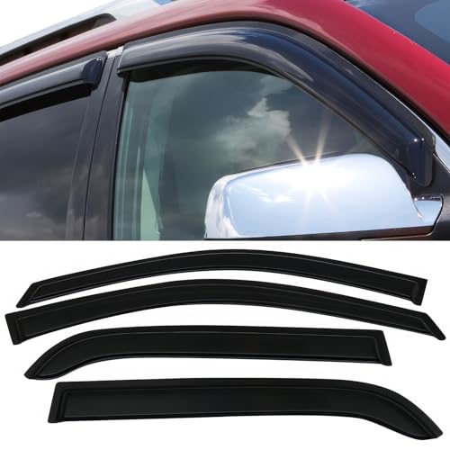 Window Visor Compatible with 2005-2010 Kia Sportage, Slim Style Acrylic Smoke Tinted 4PCS Sun Rain Shade Guard Wind Vent Air Deflector by IKON MOTORSPORTS, 2006 2007 2008 2009
