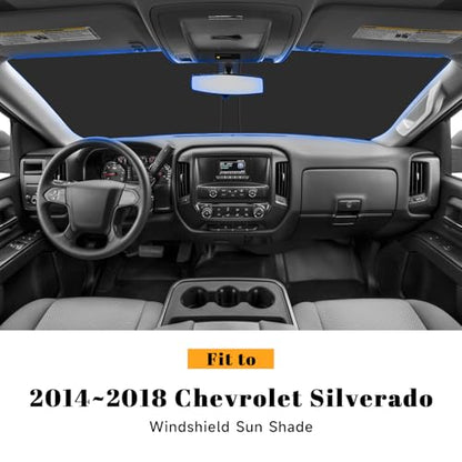 Car Windshield Sun Shade for Chevy 2014-2018 Silverado 1500 & for GMC 2014-2018 Sierra 1500 Accessories (OEM Design) Reflective Foldable Heat Insulation Sunshade for Ultimate Protection - size: for Chevy 2014-2018 Silverado