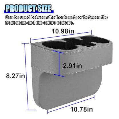 ZIMISI Car Cup Holder, PU Leather Auto Front Console Gap Filler Organizer, Multifunctional Cup Drink Holder, Car Seat Gap Filler Storage Box, Coin Bucket, Cell Mobile Phone Holder (Grey) - color: Grey
