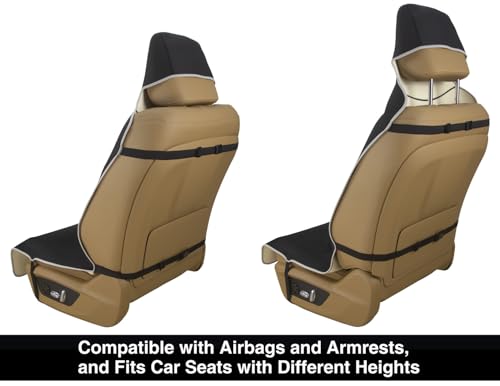 VSHIELD Waterproof Neoprene Car Seat Cover, Sweatproof Non-Slip Seat Protector, Universal Fit for Front Bucket or Rear Bench Seat of Cars, SUVs, Vans, Trucks, Compatible with Airbags and Armrests - color: Black