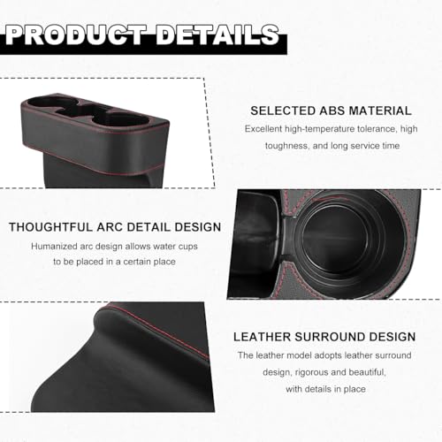 Car Seat Gap Filler Organizer, Multifunctional Auto Console Side Storage Box with Cup Holder, Universal PU Leather Cup Holder Front Seat Crevice Filler for Car Truck SUV (Black) - color: Black