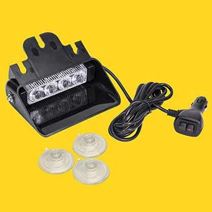 LAMPHUS SolarBlast SBWL14 4W AMBER RED LED Flashing Strobe Warning Dash Light [32 Flash Modes] [Suction Cups] Emergency Dash Windshield Light for Truck Vehicles Volunteer Firefighters - color: Amber / Red