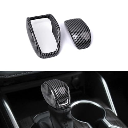 Tocatus Gear Shift Knob Cover Shifter Trim for Toyota RAV4 Highlander Venza 2019 2020 2021 2022 2023 2024, ABS Carbon Fiber 2pcs