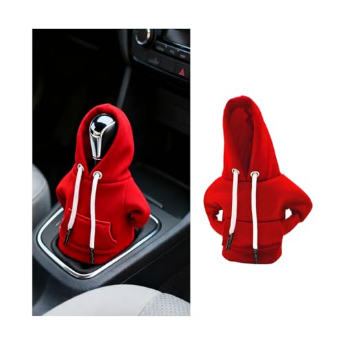 Car Gear Shift Hoodie, Funny Mini Hoodie Fashionable Vehicle Gear Shift Knob Protector Cover, Cute Automotive Interior Decoration Accessories, Universal for SUV Sedan Truck (Red) - color: Red