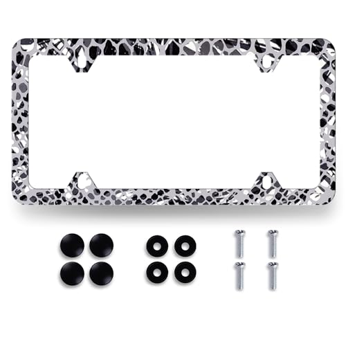 Snake Texture License Plate Frame Animal Pattern Colorful License Plate Stainless Steel Animal Car Accessory Funny License Plate Men Women Decoration Size 12.2" x 6.2" with Screws - color: Snake Texture Animal Skin Pattern
